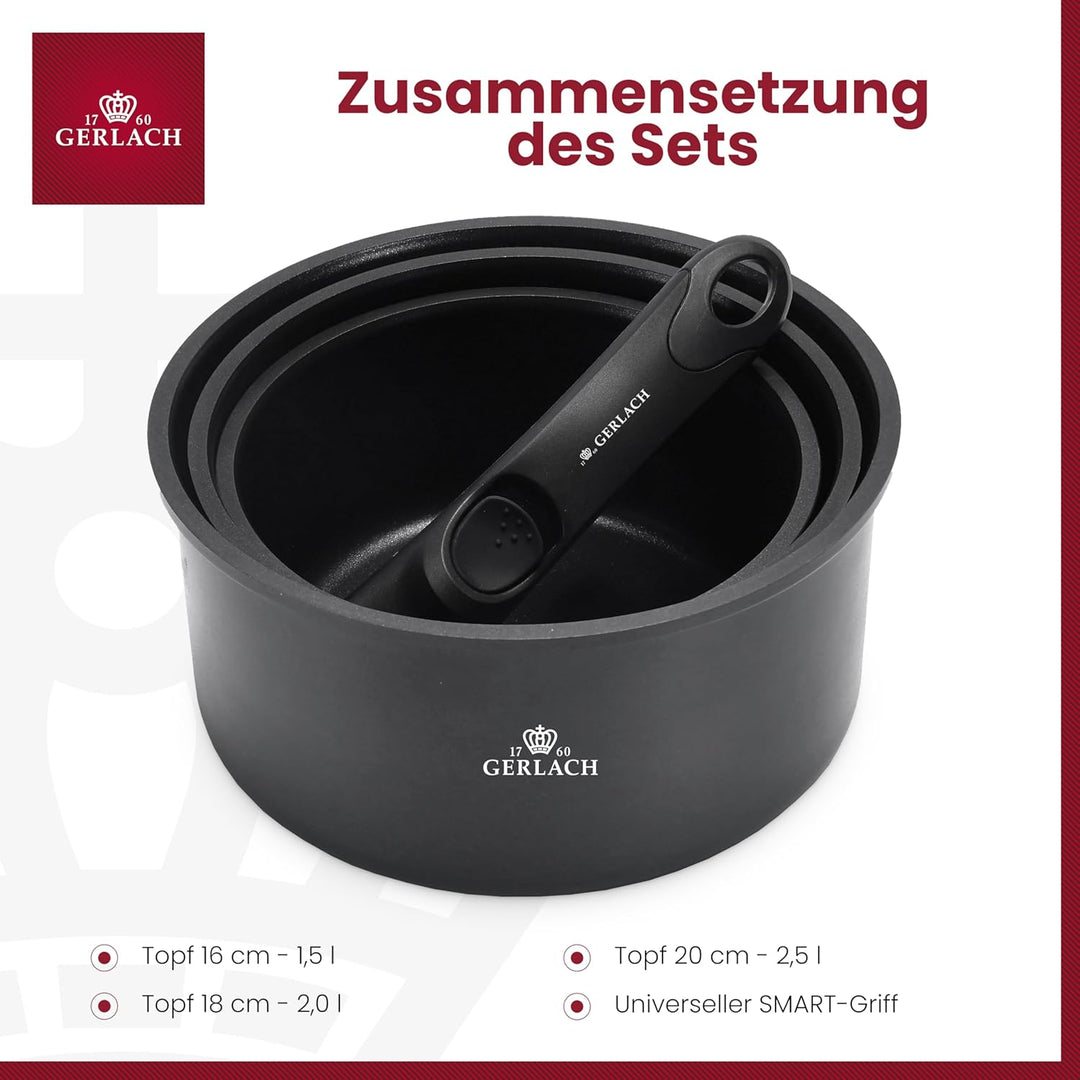 Gerlach Smart Topf Kochtopf Set Keramik Beschichtet Topfset Induktionsgeeignet Kochtöpfe Für Elektro