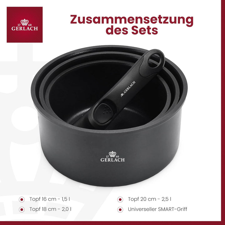 Gerlach Smart Topf Kochtopf Set Keramik Beschichtet Topfset Induktionsgeeignet Kochtöpfe Für Elektro
