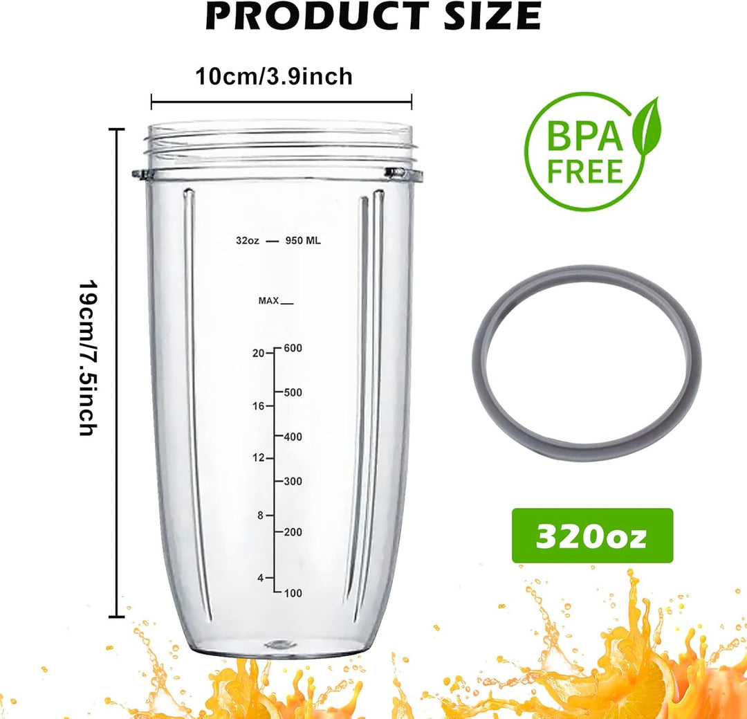 2 Stück Entsafter Ersatzbecher, 32oz Becher Kompatibel Für Nutribullet, 950ml Ersatzteil Entsafter-Z