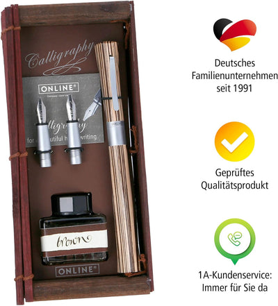 ONLINE Kalligraphie-Füllhalter Newood, Schönschreib-Füller, natürliches Wawa-Holz in braun, 3 Strich