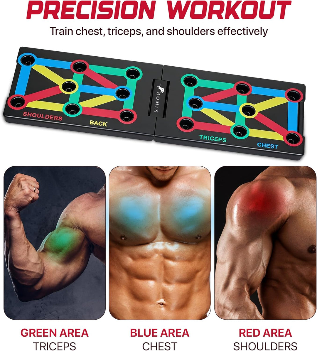 ROMIX Liegestützbrett, 12 in 1 Multifunktions Tragbares Push Up Board, Liegestützständer, Muskelbret