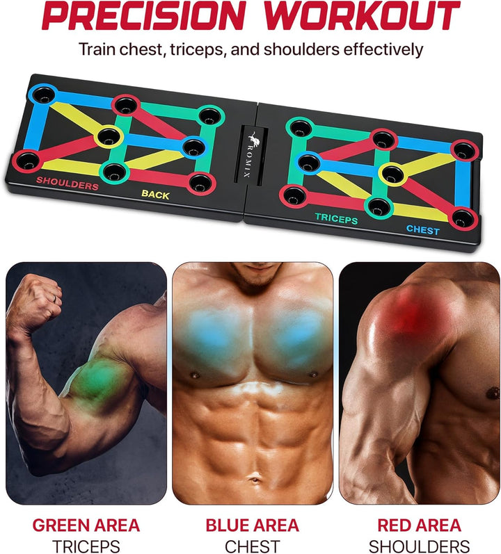 ROMIX Liegestützbrett, 12 in 1 Multifunktions Tragbares Push Up Board, Liegestützständer, Muskelbret