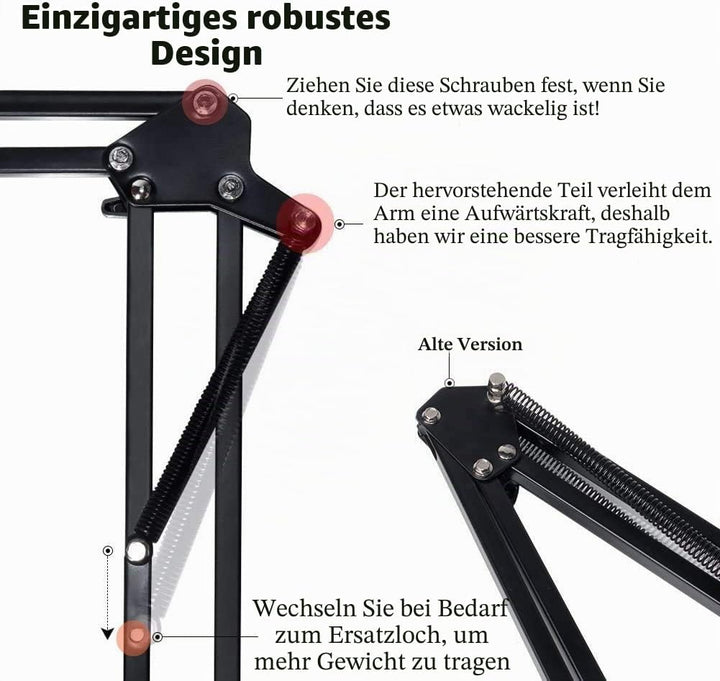 HAUEA einstellbare Mikrofonständer profesionelle Mikrofonhalter Mikrofonarm mit Spinne und Adapter f