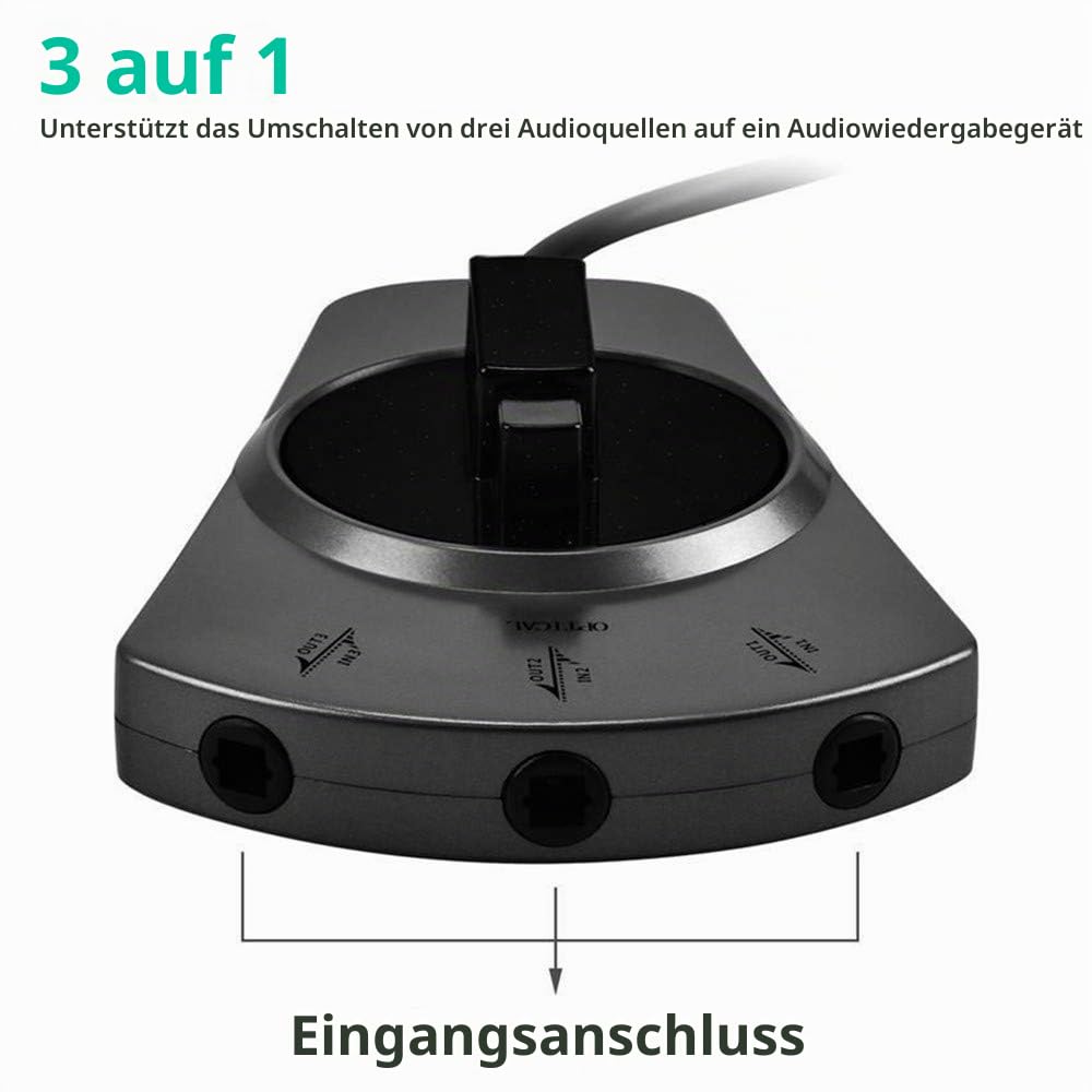 EMK Optisches Kabel Splitter 1in zu 3out Optisches Audiokabel Splitter 3 Ports Digitales Toslink Kab