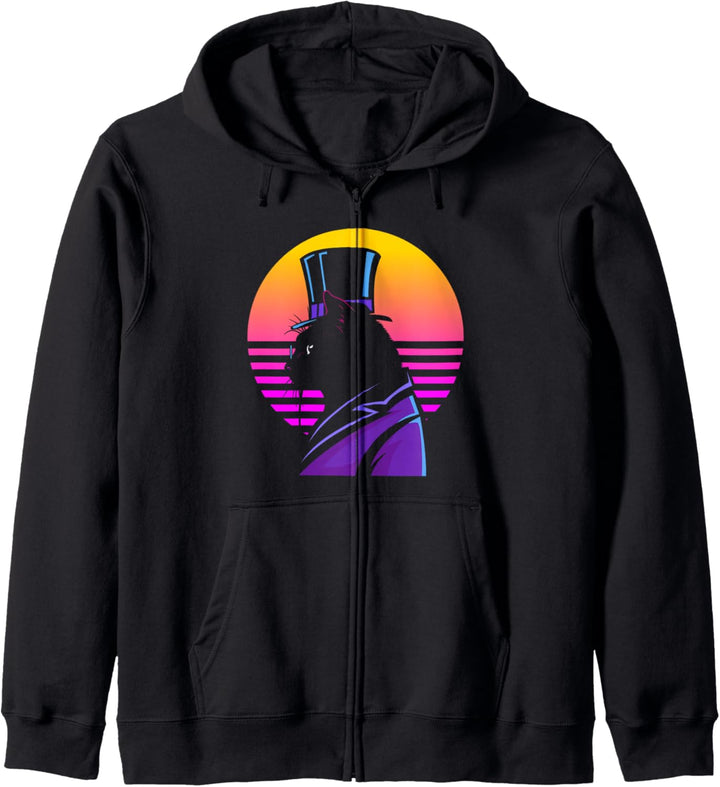 Outrun Synthwave Cyberpunk Streampunk Cat Kapuzenjacke