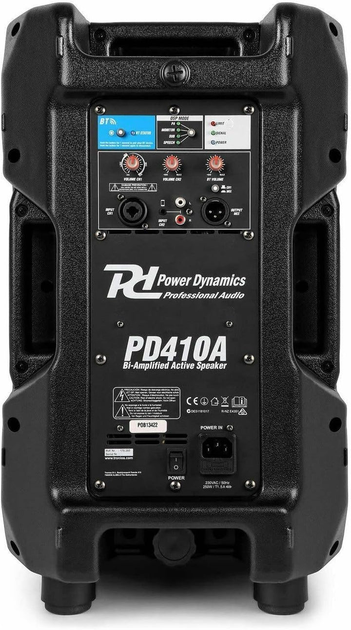 Power Dynamics PD410A Aktiver Bi-Amp 10-Zoll-Lautsprecher 800 W mit DSP und Bluetooth