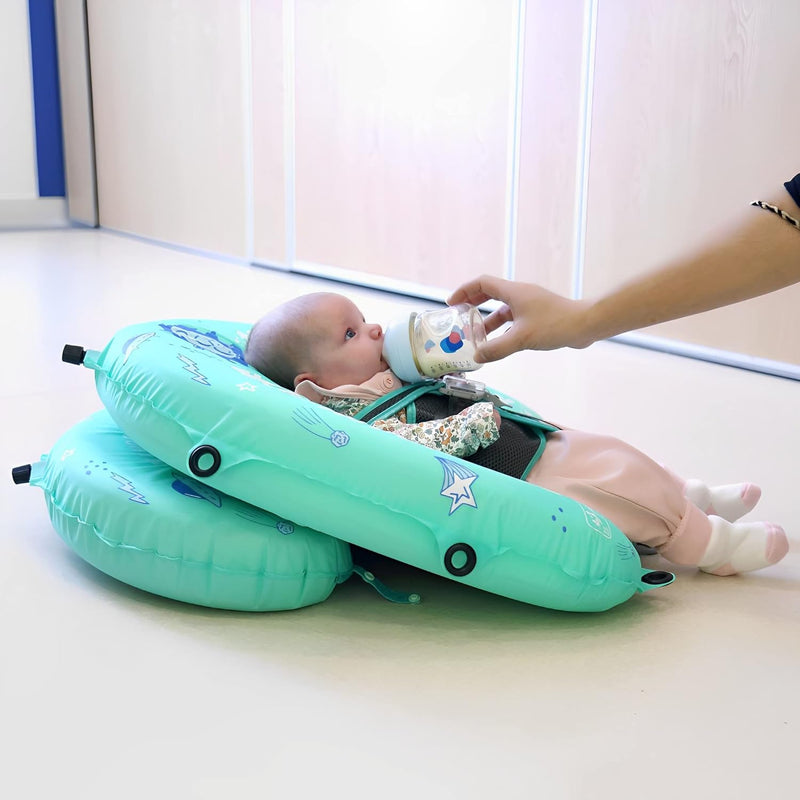 HECCEI Schwimmring Baby mit Sonnendach, Mambobaby Autom Aufblasbare Baby Schwimmhilfe, Kompaktes Fal