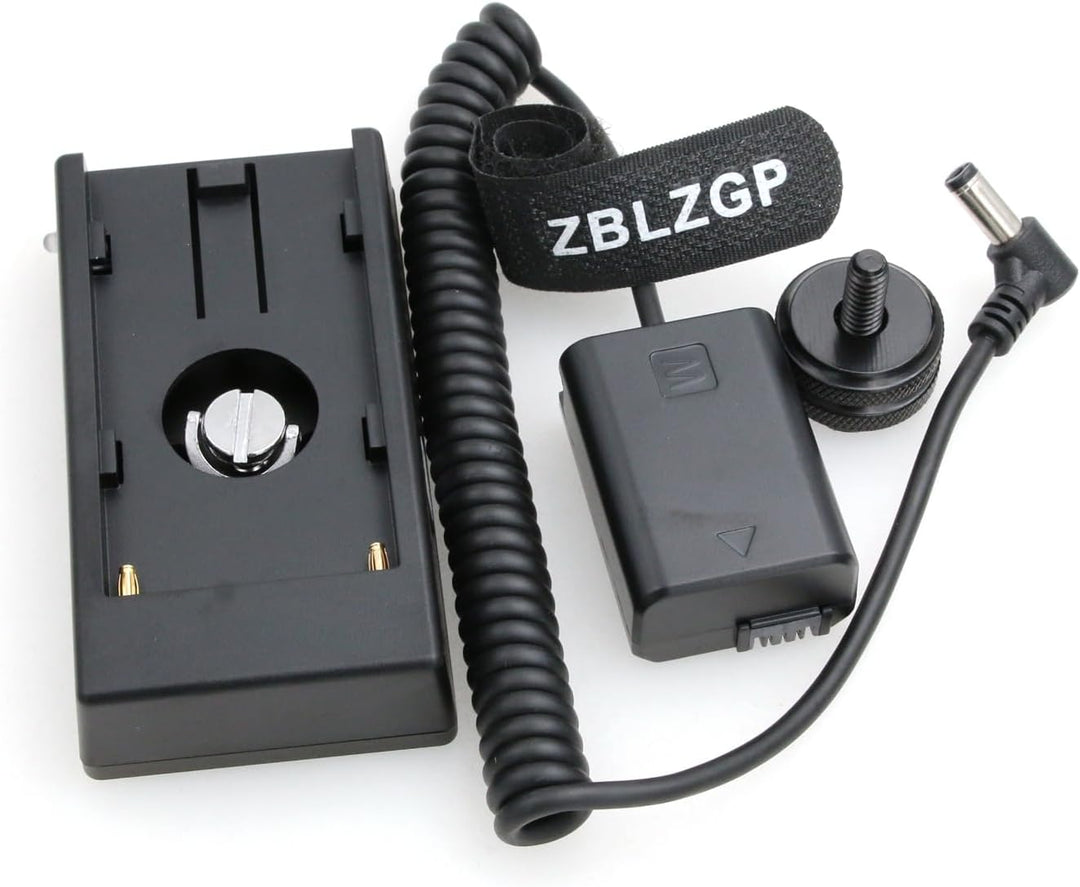 ZBLZGP NP-F970 F750 Batterieplattenhalter Adapter + FW50 Dummy-Akku-Kupplung für Sony A7R/A7S/A7II/A