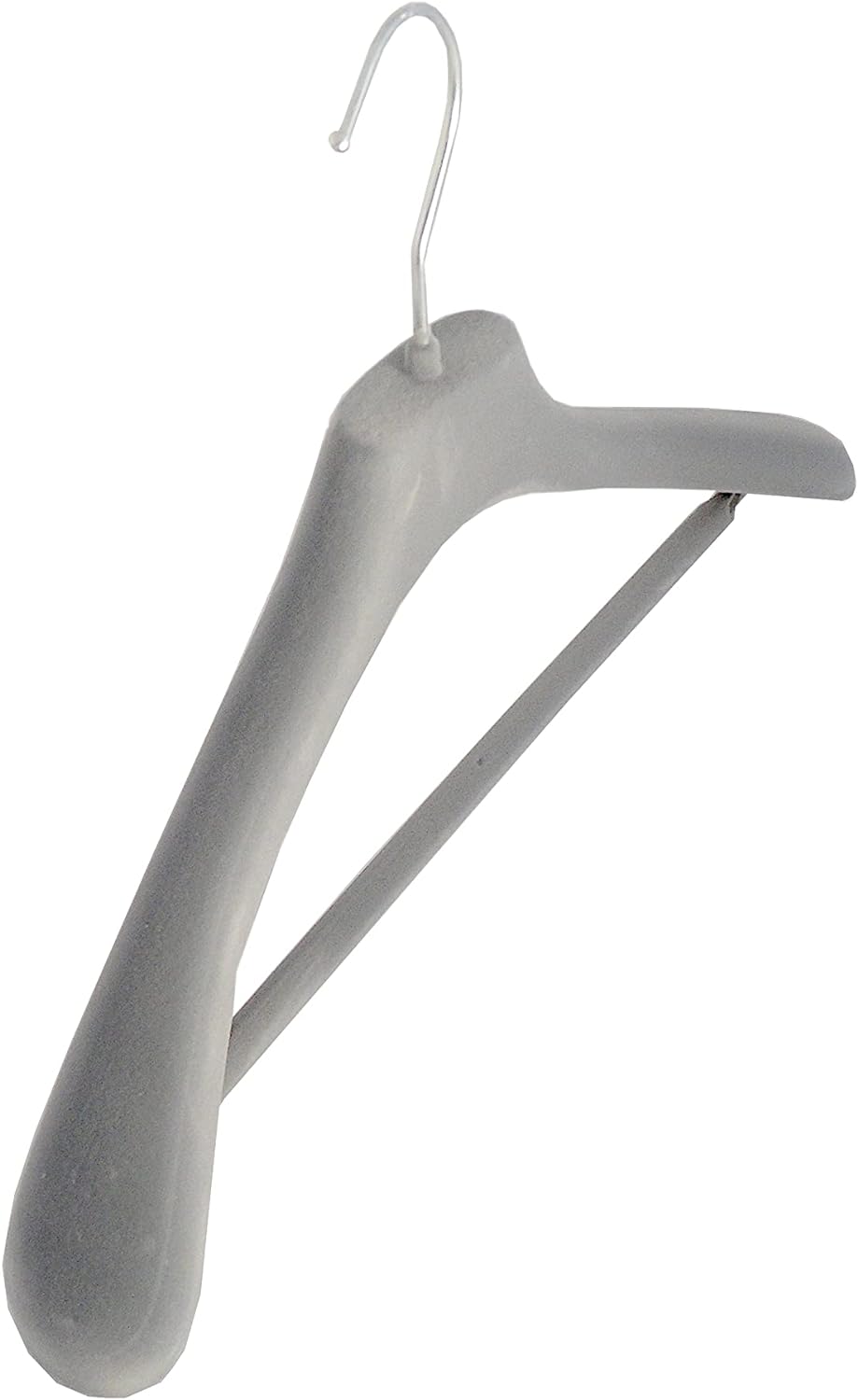 Kleiderbuegelshop24 Sonderposten !!! Samtbügel mit DRUCKSTELLEN für Anzüge, 42 cm, grau, NEU, 50 Stü