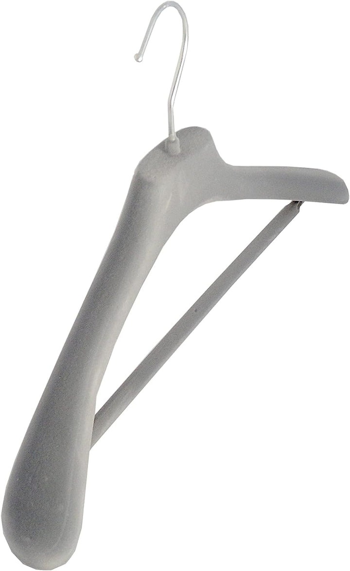 Kleiderbuegelshop24 Sonderposten !!! Samtbügel mit DRUCKSTELLEN für Anzüge, 42 cm, grau, NEU, 50 Stü