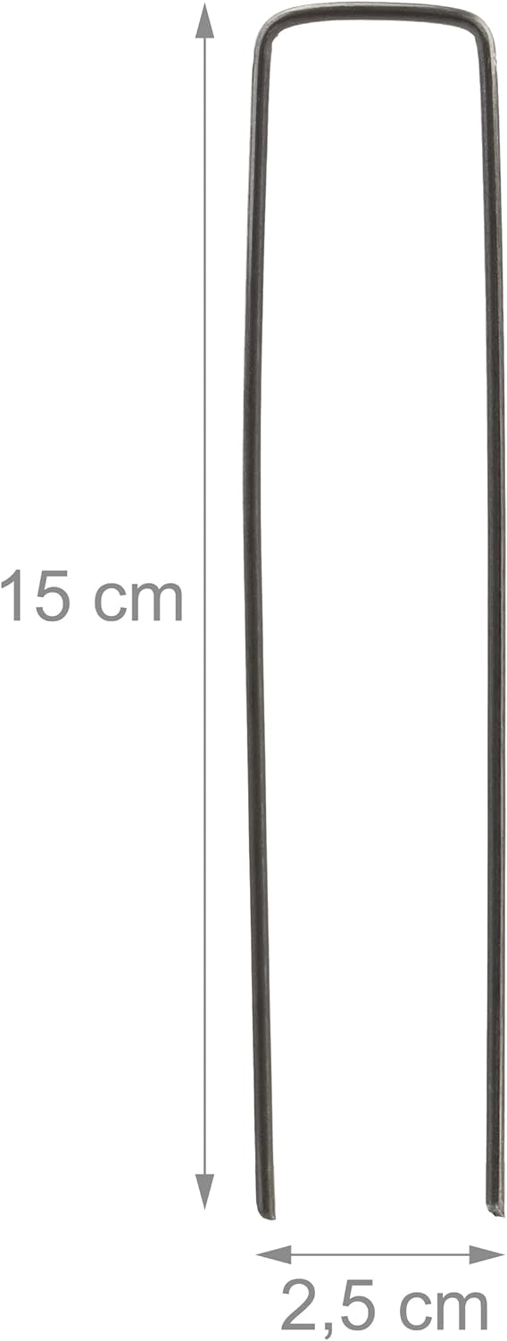 Relaxdays 500er Set Bodenanker, Angeschrägte Enden, Zum Einschlagen, Unkrautvlies, 15 cm lang, 2 mm