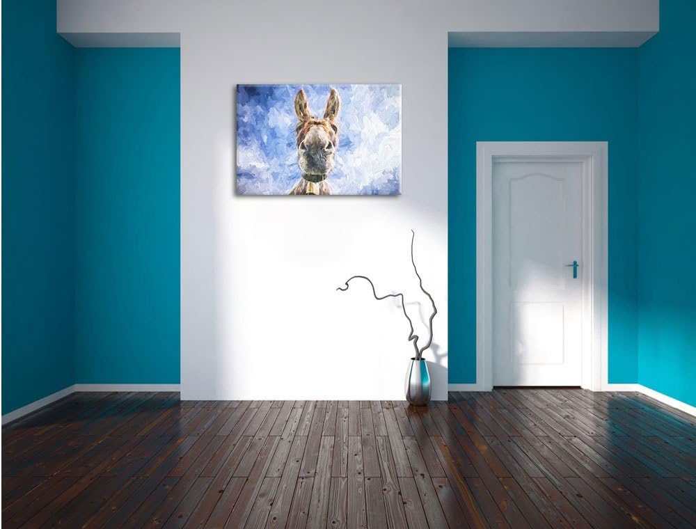 Pixxprint Lustiger Esel Kunst Pinsel Effekt, Format: 100x70 auf Leinwand, 100x70