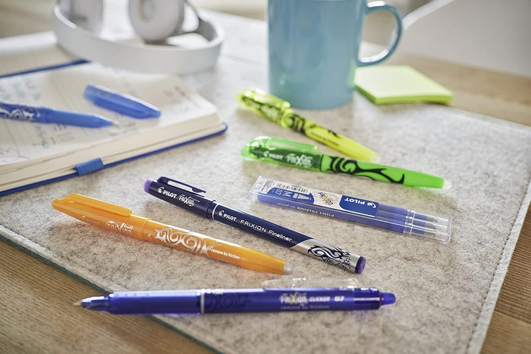 PILOT FriXion Clicker 0.7 – 6 Stück – Farben 2x Blau/Schwarz/Grün – Radierbarer, nachfüllbarer Gel