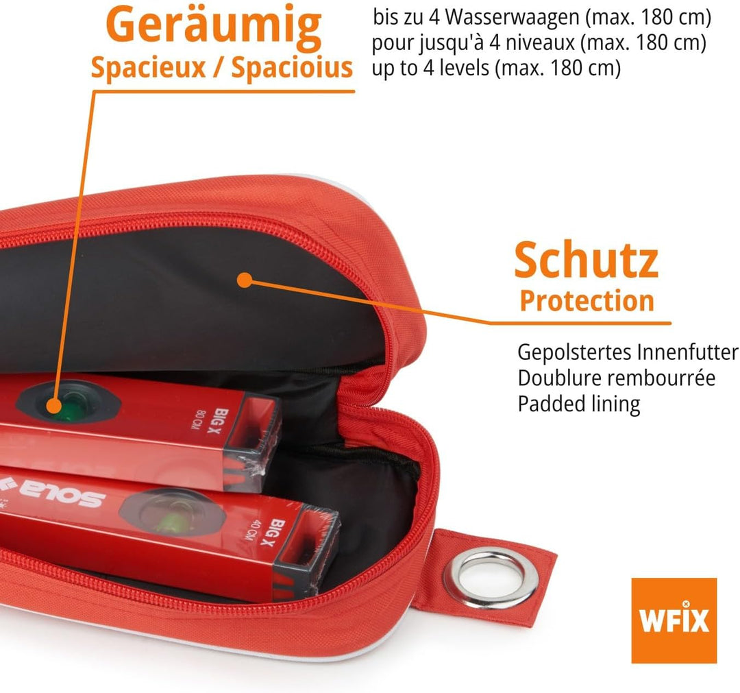 Wasserwaage 180 cm Schutztasche | Gepolsterte Tasche für Wasserwaagen bis 180 cm | Mit Aussenfach fü
