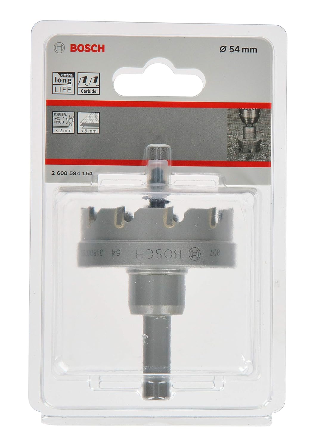 Bosch Professional Carbide Lochsäge Precision for Sheet Metal (Edelstahl, Ø 54 mm, Zubehör Bohrmasch