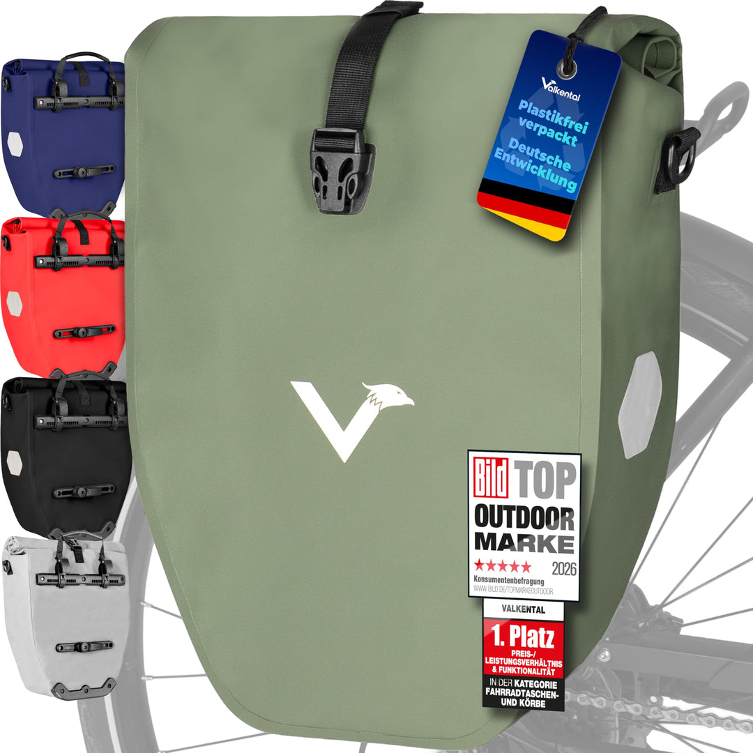 Valkental - Grosse & wasserdichte Gepäckträgertasche - 28L Füllvolumen - Fahrradtasche für Gepäckträ