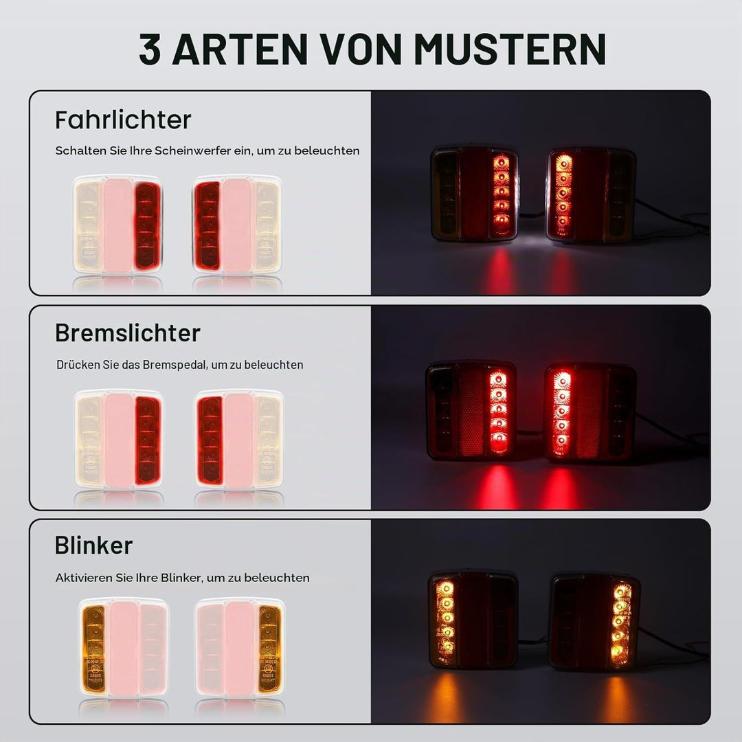 Qiping 2 Stk LED Rückleuchten Anhänger, 12V Universal LKW Rücklicht Rücklichter Heckleuchte mit Kenn