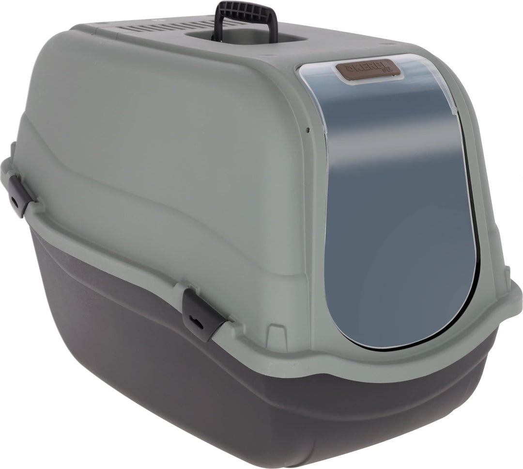 Kerbl Pet Katzentoilette Emma Eco, Katzenklo, schwarz/grüngrau, 65x44x46cm, aus 100% recycelten Kuns