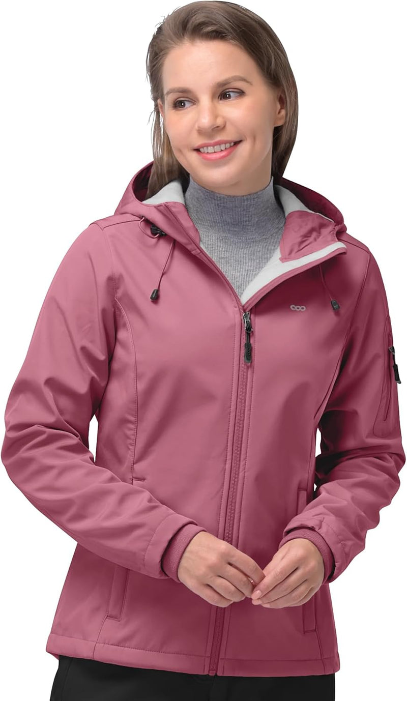 33,000ft Softshelljacke Damen Wasserdichte Atmungsaktive Warme Winterjacke Fleece Übergangsjacke Win