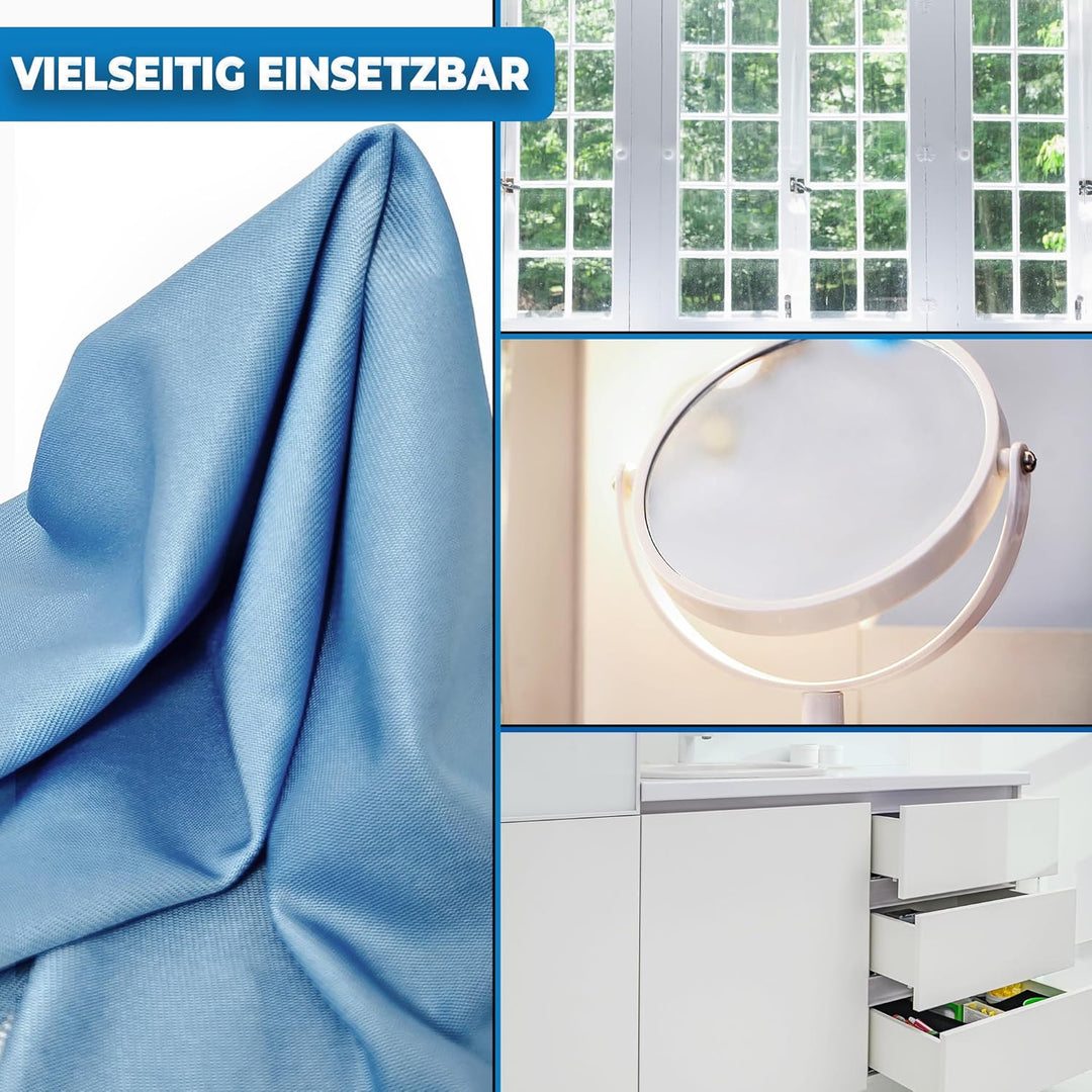 10X Microfaser Glastuch 40x40cm f. Nass- und Trockenreinigung von glatten Oberflächen | Fenstertuch