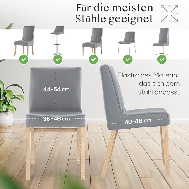 INNERSPACE Stuhlhussen Schwarz Grau Weiss 4er oder 6er Set | Blickdichte, Wasserabweisende, Elastisc