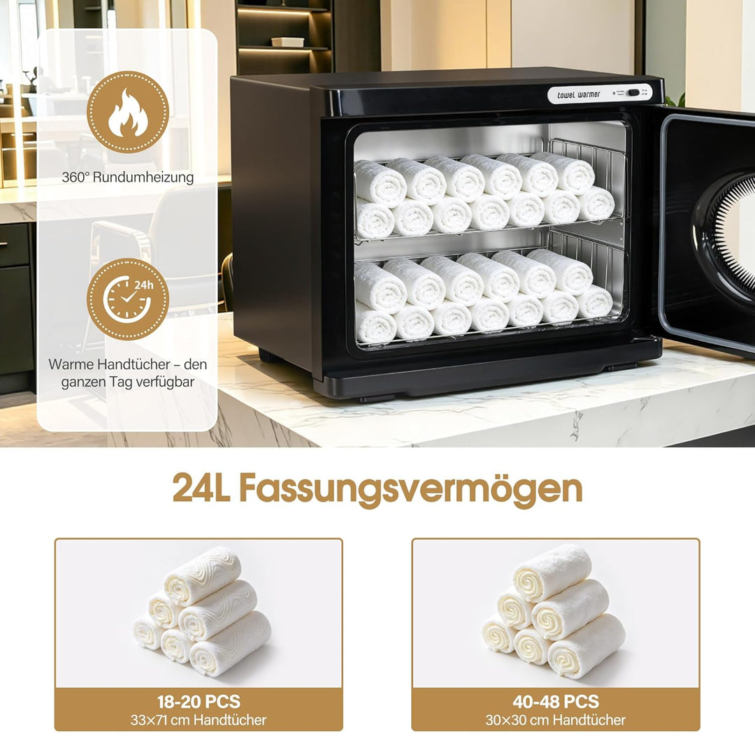 BarberPub 24L Handtuchwärmer Handtuchheizschrank 40–48 Handtücher, Handtuchheizkörper Elektrisch, He