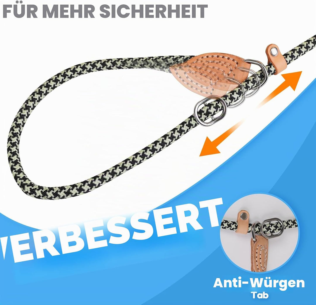 Grand Line Retrieverleine mit Zugstopp, 150 cm Moxonleine Reflektierende Hundeleine, Sicher Dauerhaf