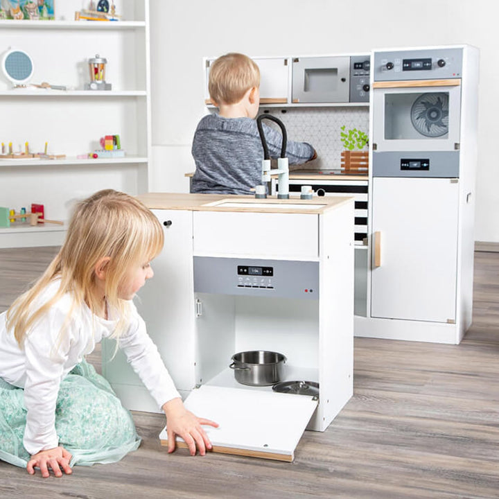 small foot Kinderküche modular XL aus Holz, multifunktionelle Spielküche mit verschiedenen Aufbaumög