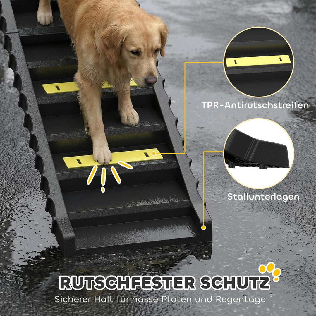 PawHut Hunderampe klappbar Hundetreppe Auto & SUV rutschfest Einstiegshilfe für Kofferraum, 154x40cm