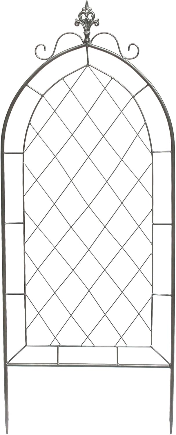 DanDiBo Rankhilfe Metall Rankgitter 120 cm Grau 96193 Kletterhilfe Bodenstecker Blumenhalter Ranksäu