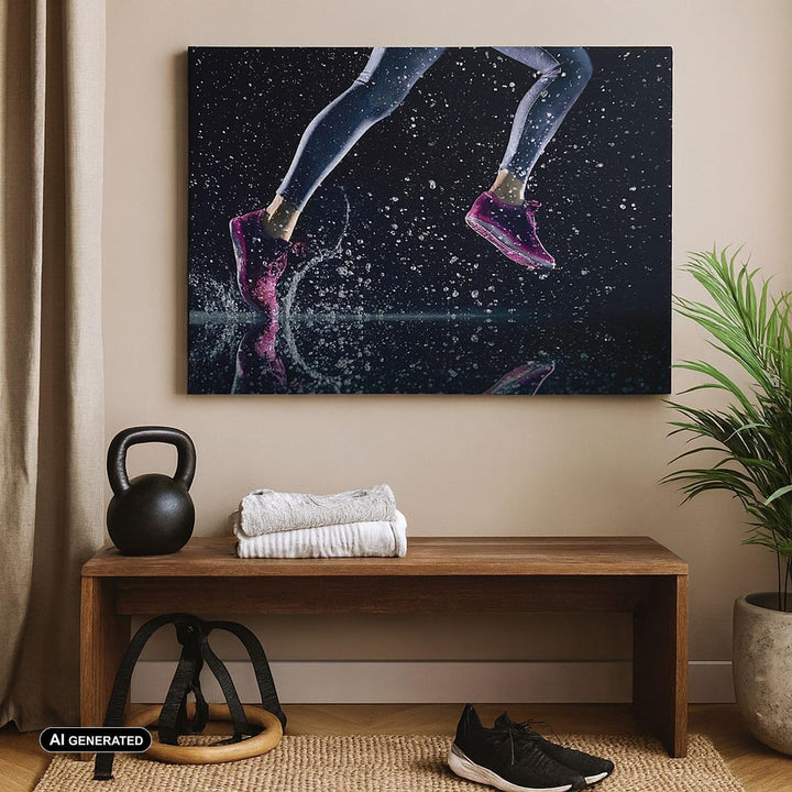 Bilder auf Leinwand 100x70cm Leinwandbild Laufen Lifestyle Leichtathletik Schuhe Gross Wanddeko Bild