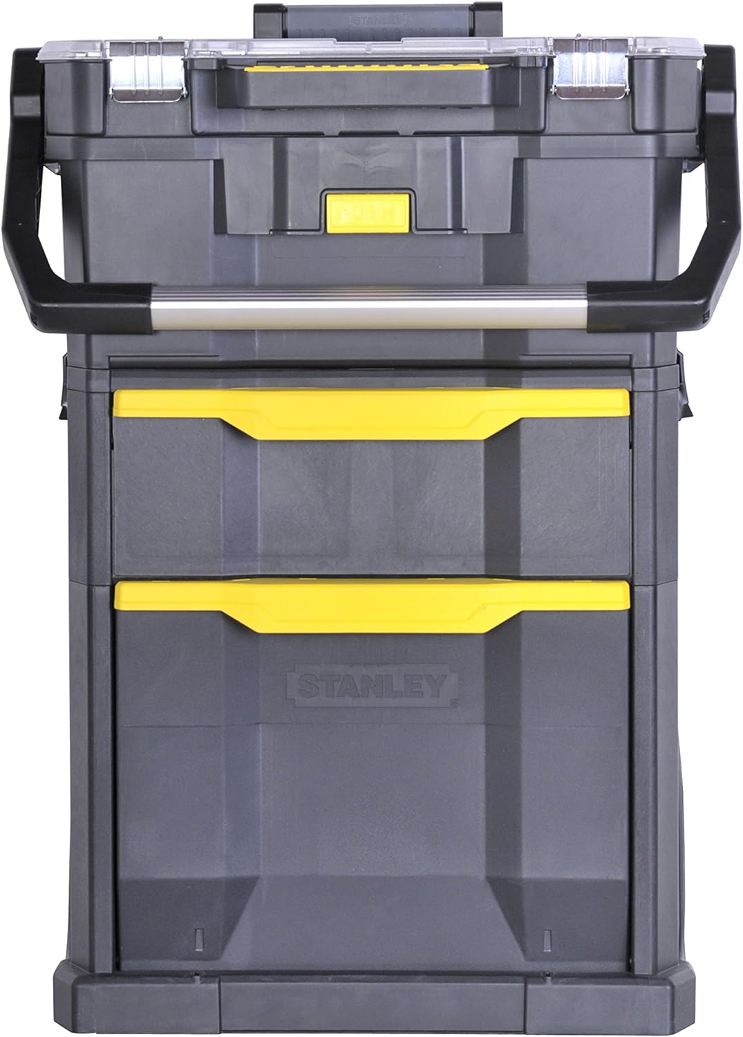 Stanley Rollende Werkstatt aus Metall-Kunststoff 1-79-206 – Werkzeugwagen leer mit 3 modularen Einhe