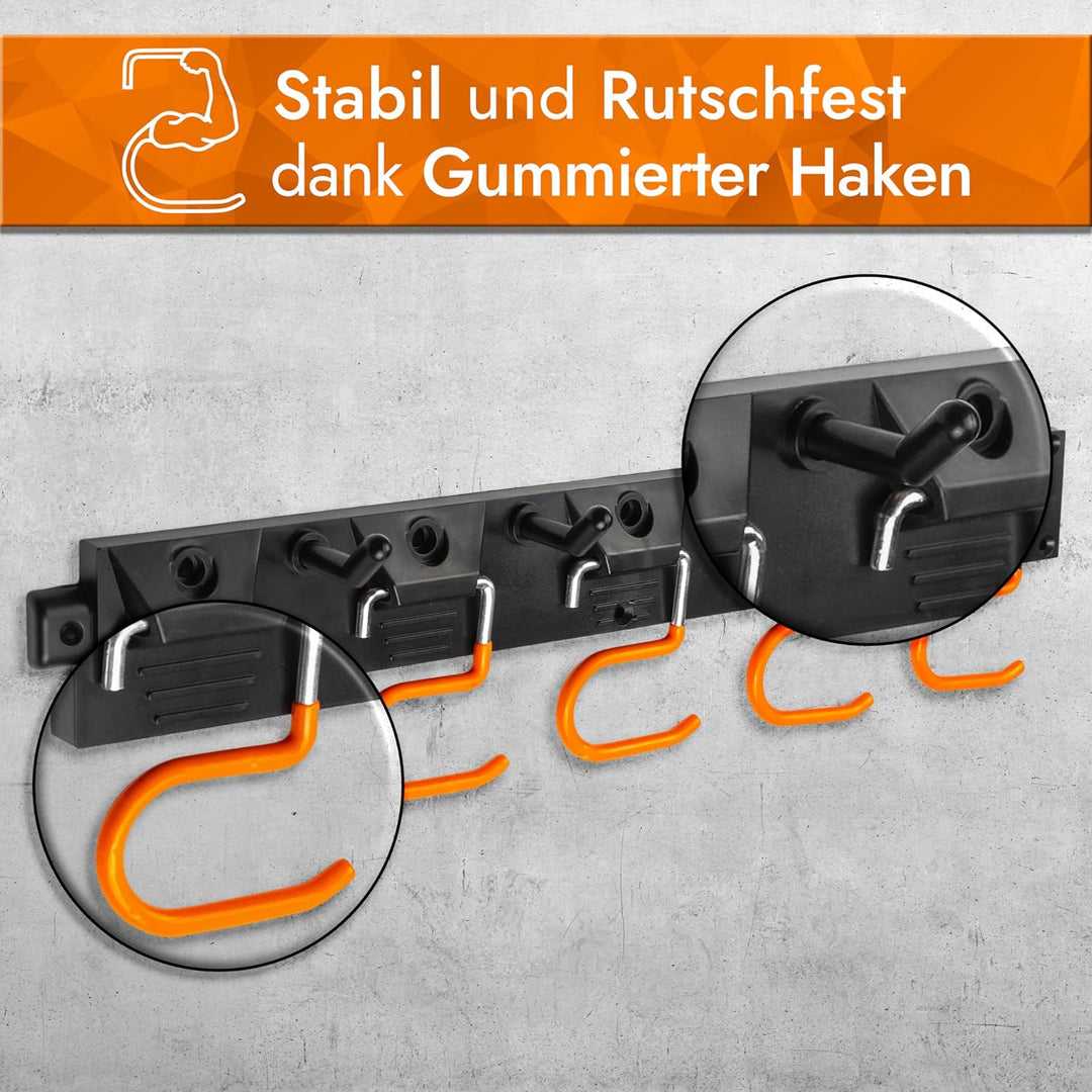 Gartengerätehalter [2x40cm] Werkzeug Organizer mit rutschfesten Haken – Gerätehalter für Besen, Hack