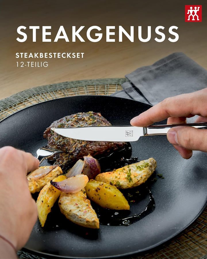 ZWILLING Steakbesteck Set für 6 Personen, 12-teilig, 6 Steakmesser und 6 Steakgabeln, Inkl. Aufbewah