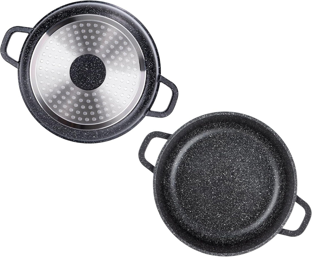 EliteHoff Kochtopf Set Induktion, Topf aus Aluminiumguss mit Antihaftbeschichtung, Topfset mit Glasd