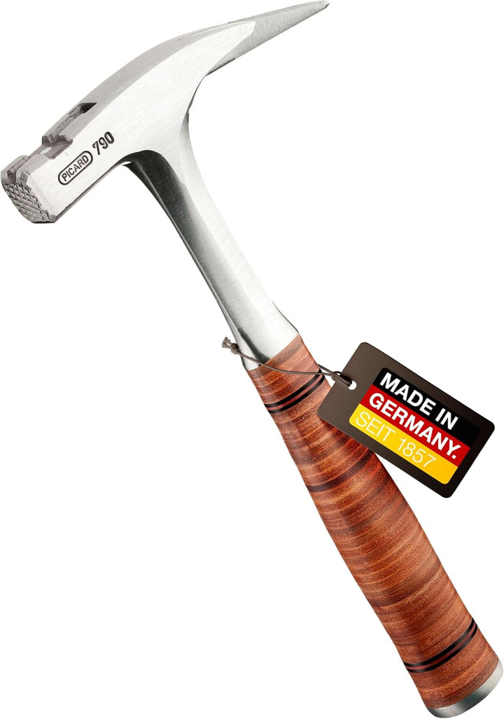 PICARD Ganzstahl-Latthammer Nr. 790 geraut | Magnetischer Nagelhalter | Ledergriff aus verwindungssi