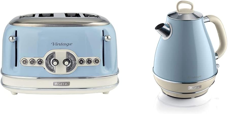 Ariete,156 Toaster im Vintage-Design für 4 Scheiben, 1600 W, 6 Toaststufen, aus lackiertem Edelstahl