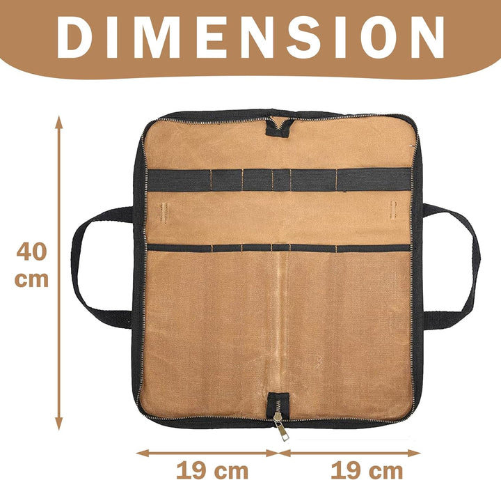 Kaaltisy Küchenmessertasche mit 5 Taschen, Rolltasche, Messertasche Küchenmesser, Messerrolle für Pr