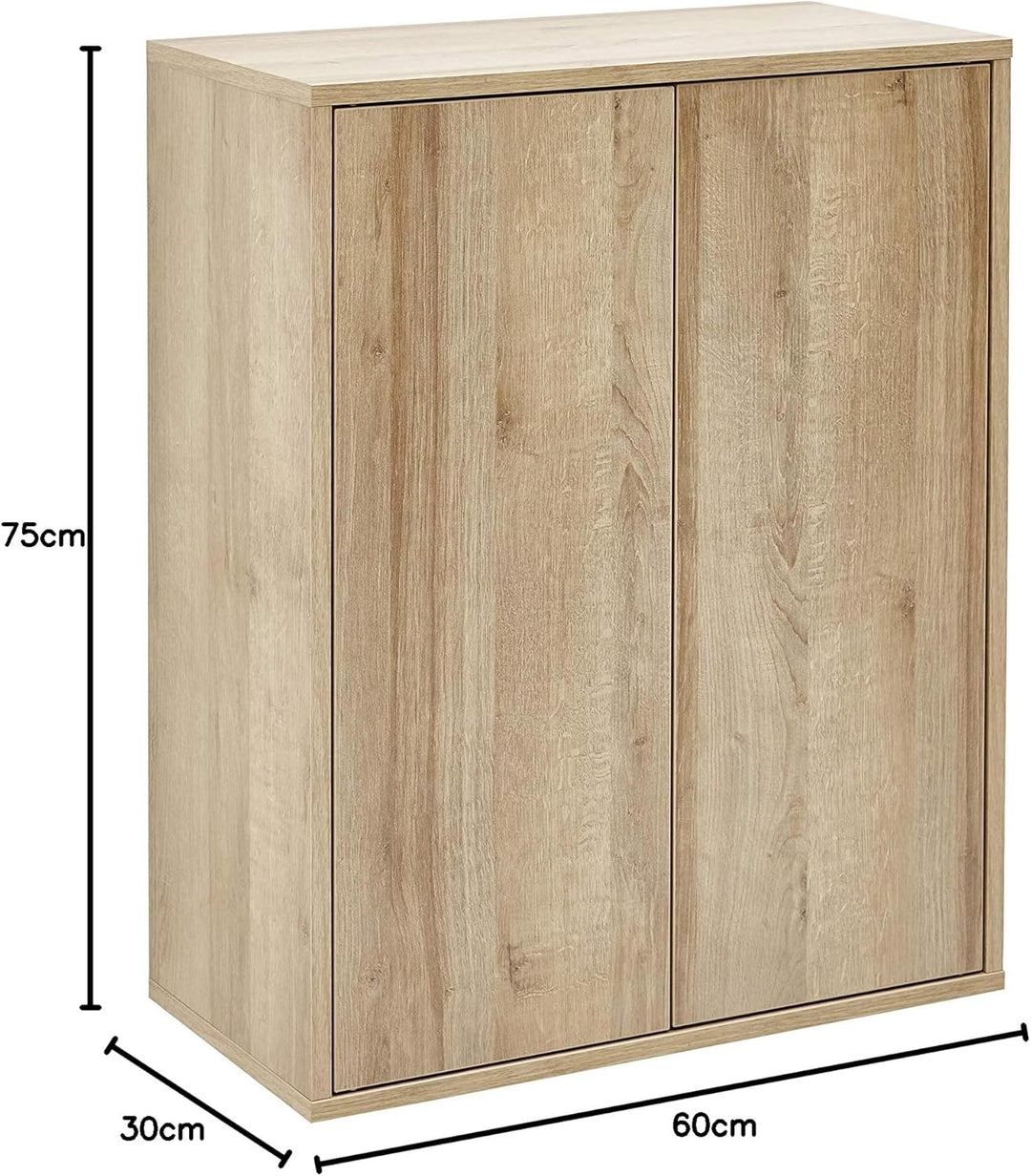 FACKELMANN Finn Midischrank (60 x 75 x 30,5 cm) – Badezimmerkommode mit 2 Einlegeböden aus Glas – Ba