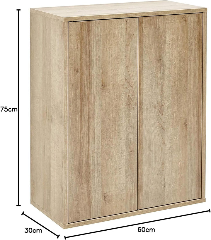 FACKELMANN Finn Midischrank (60 x 75 x 30,5 cm) – Badezimmerkommode mit 2 Einlegeböden aus Glas – Ba