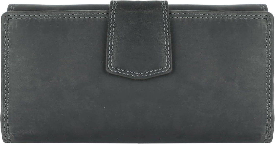 Benthill Damen Geldbörse Gross Echt Leder | Grosses Portemonnaie XXL mit RFID Schutz | Vintage Echtl