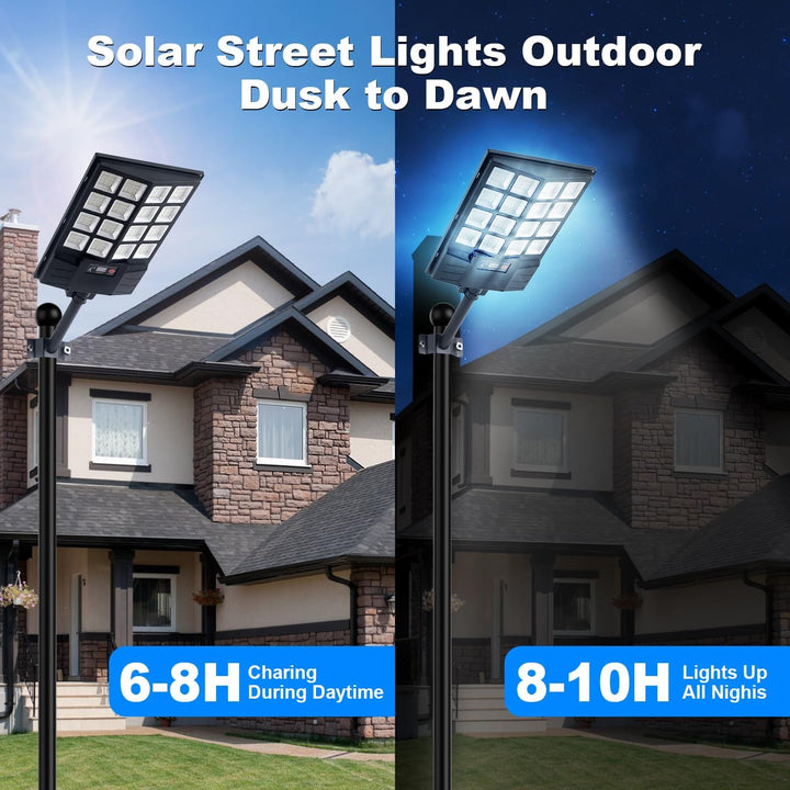 YACAISI Solar-Strassenlaternen für den Aussenbereich, 8500 K, solarbetriebenes Auffahrtlicht, LED-Fl