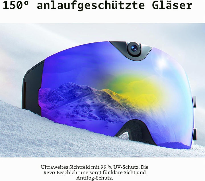 OhO Camera Ski Goggles, 4K Camera Snowboard Goggles with Adjusted View of Camera Recroding No Wifi-m