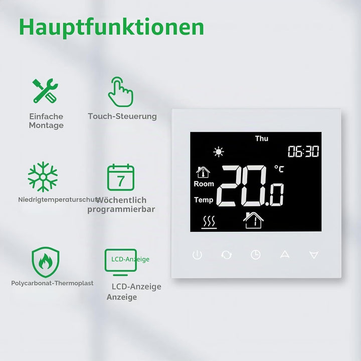 Wengart Raumthermostat Thermostat programmierbar WG505,Unterputz für Gas/Wasser Kessel Fussbodenheiz