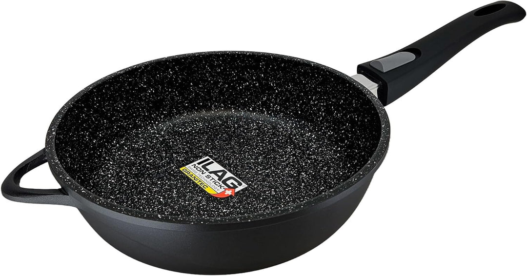 briebe Pfannenset Induktion 2 Abnehmbare Griffe 2-Teilig Pfannen Tiefe 24cm, 28cm mit Glasdeckel Gus