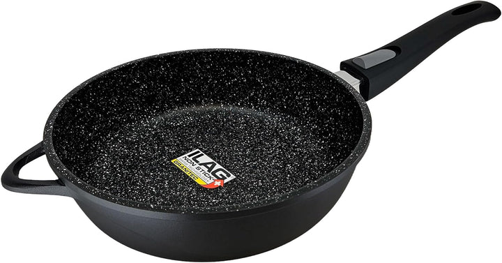 briebe Pfannenset Induktion 2 Abnehmbare Griffe 2-Teilig Pfannen Tiefe 24cm, 28cm mit Glasdeckel Gus