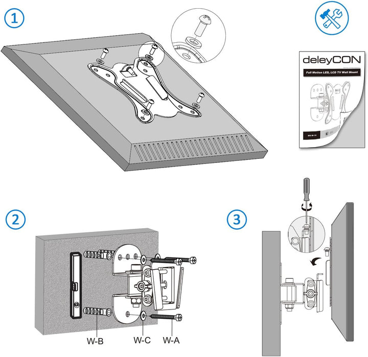 deleyCON Universal TV &amp; Monitor Wandhalterung 13"-27" Zoll (33-69cm) - bis 20Kg &amp; VESA 75x75 / 100x1