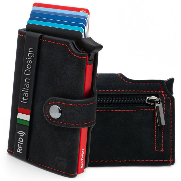 BEWMER 2 Shielded | Herren und Damen Slim Wallet mit RFID-Schutz Anti-Cloning | Kartenetui mit Münzf