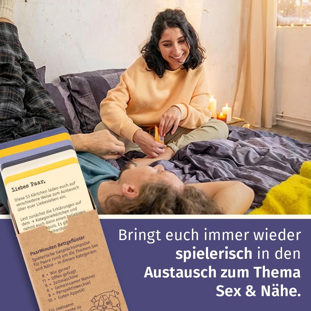 PaarMinuten Bettgeflüster – 53 spielerische Gesprächskarten für Paare und Eltern, liebevolle Geschen