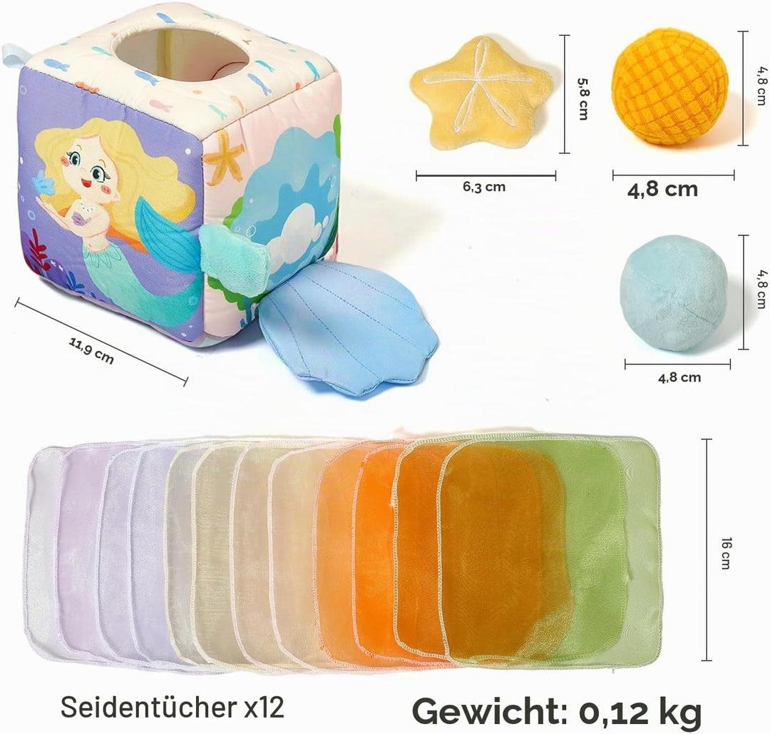 WOODEN TEETHER Baby Spielzeug Tissue Box Toy, Montessori Motorik Sensorik 6 12 Monate Hohem Kontrast